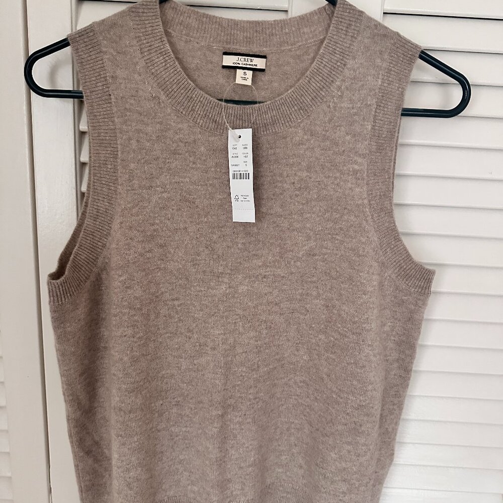 J Crew 100% Cashmere Crewneck Sweater Shell Size Small Heather Stone NWT